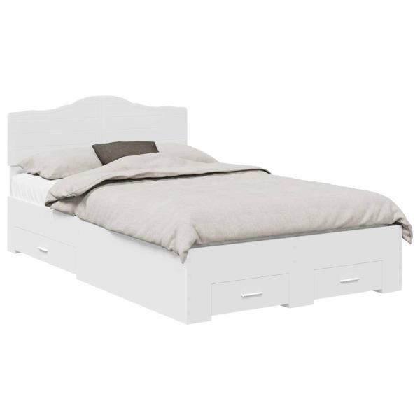 Bettrahmen mit Kopfteil Weiß 120 x 190 cm Holzwerkstoff