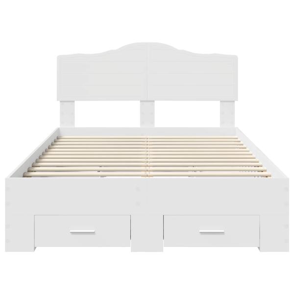 Bettrahmen mit Kopfteil Weiß 120 x 190 cm Holzwerkstoff