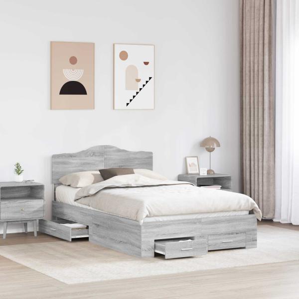 Bettrahmen Graues Sonoma 120 x 190 cm Holzwerkstoff