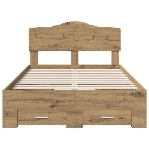 ARDEBO.de - Bettrahmen Artisan-Eiche 120 x 190 cm Holzwerkstoff