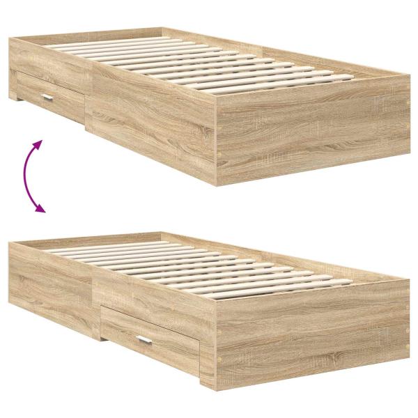 Bettrahmen mit Kopfteil Sonoma-Eiche 90 x 200 cm Holzwerkstoff