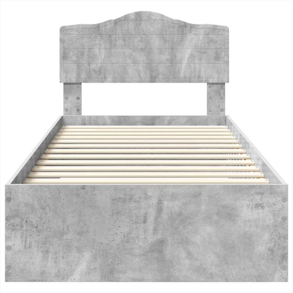 Bettrahmen mit Schubladen Beton Grau 90 x 190 cm Holzwerkstoff