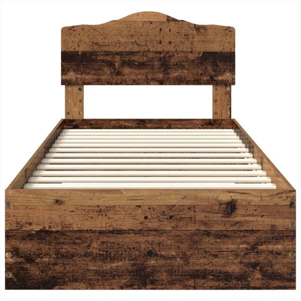 Bettrahmen mit Kopfteil Altholz 90 x 190 cm Holzwerkstoff