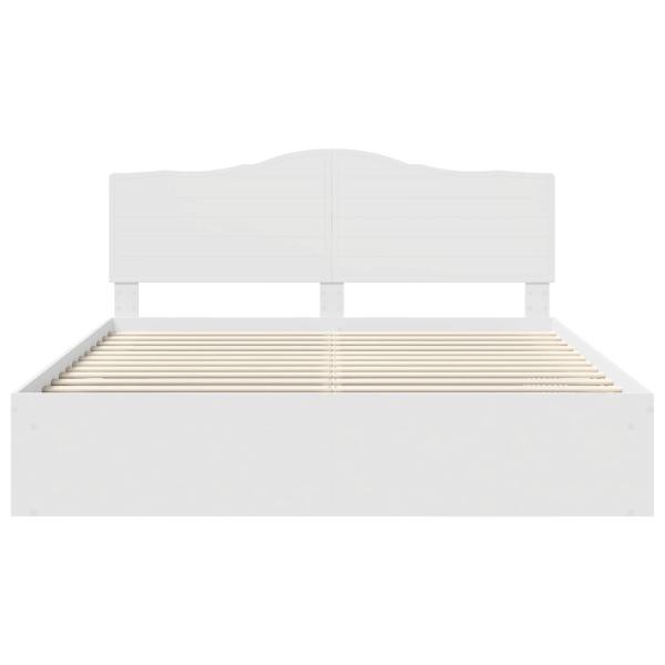 ARDEBO.de - Bettrahmen mit Kopfteil Weiß 200 x 200 cm Massives Kiefernholz