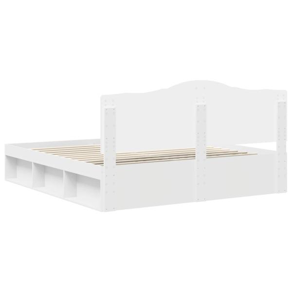 Bettrahmen mit Kopfteil Weiß 200 x 200 cm Massives Kiefernholz