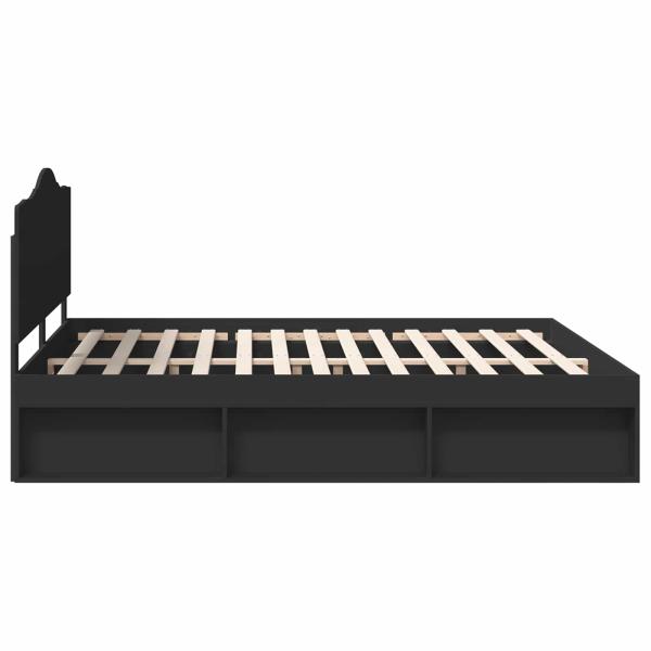 Bettrahmen Schwarz 200 x 200 cm Massives Kiefernholz