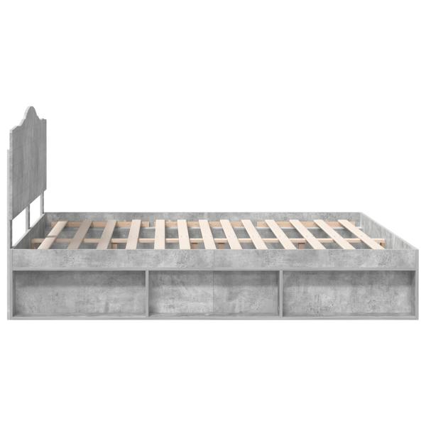 Bettrahmen mit Kopfteil Beton 200 x 200 cm Massives Kiefernholz