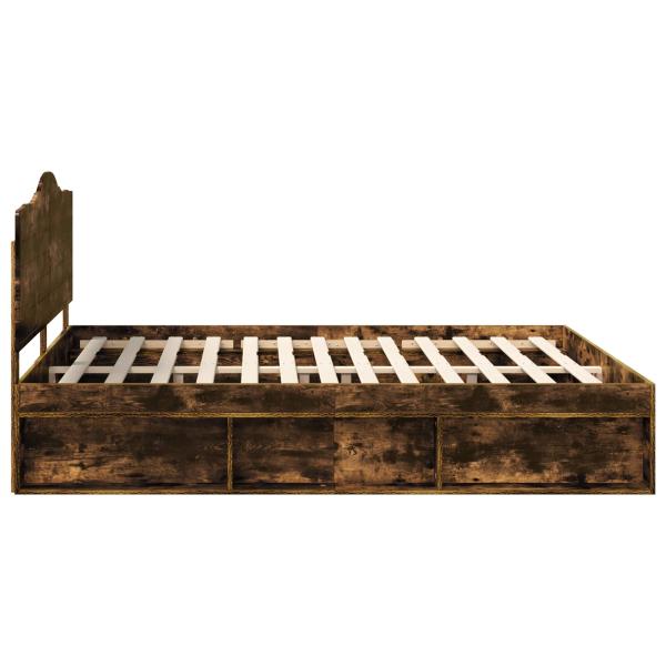 ARDEBO.de - Bettrahmen Geräucherte Eiche 200 x 200 cm Massives Kiefernholz