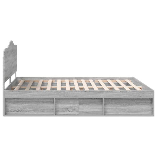 Bettrahmen Graues Sonoma 200 x 200 cm Massives Kiefernholz