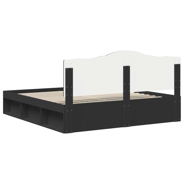 Bettrahmen Schwarz 180 x 200 cm Massives Kiefernholz