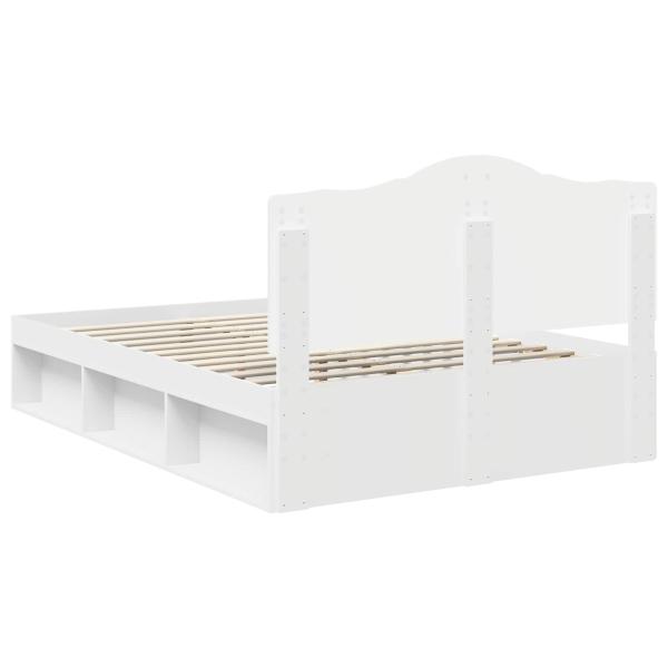 Bettrahmen mit Kopfteil Weiß 150 x 200 cm Massives Kiefernholz