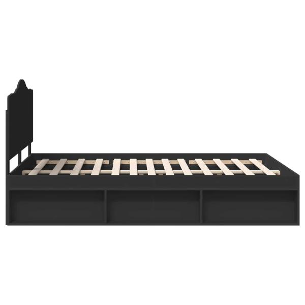 Bettrahmen Schwarz 150 x 200 cm Massives Kiefernholz