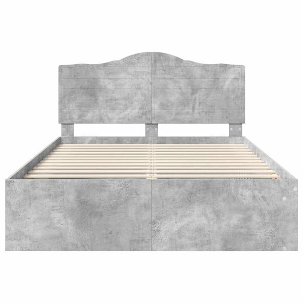 Bettrahmen Beton Grau 150 x 200 cm Massives Kiefernholz