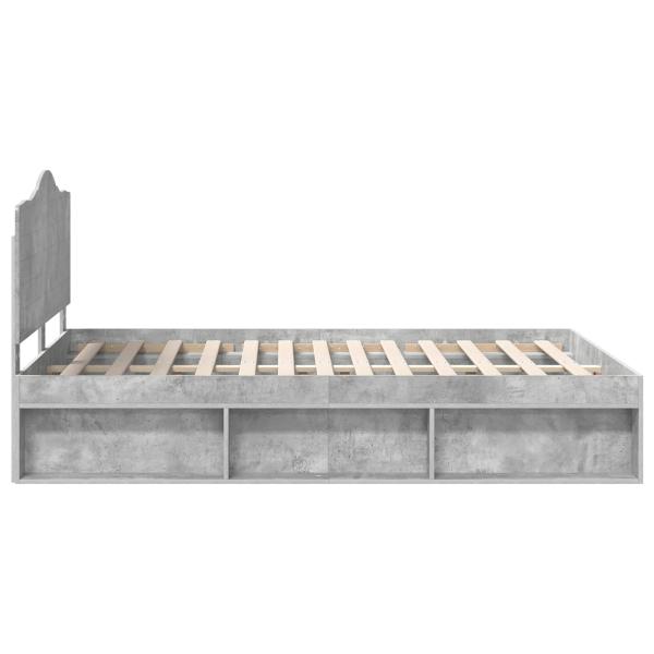 Bettrahmen Beton Grau 150 x 200 cm Massives Kiefernholz