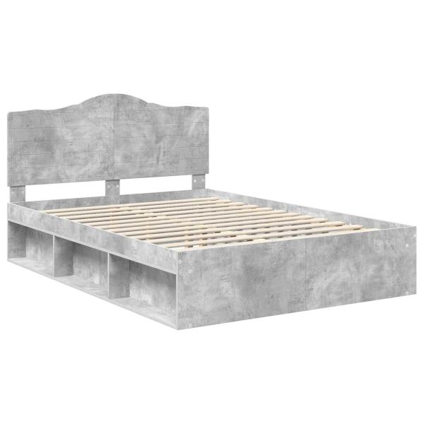 Bettrahmen mit Kopfteil Beton 140 x 190 cm Massives Kiefernholz