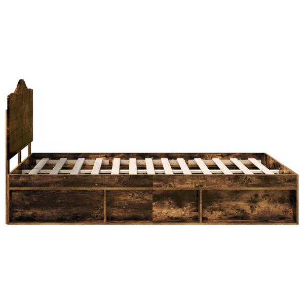 Bettrahmen Geräucherte Eiche 140 x 190 cm Massives Kiefernholz