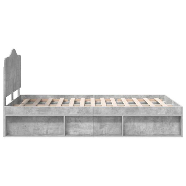 Bettrahmen Beton Grau 135 x 190 cm Massives Kiefernholz