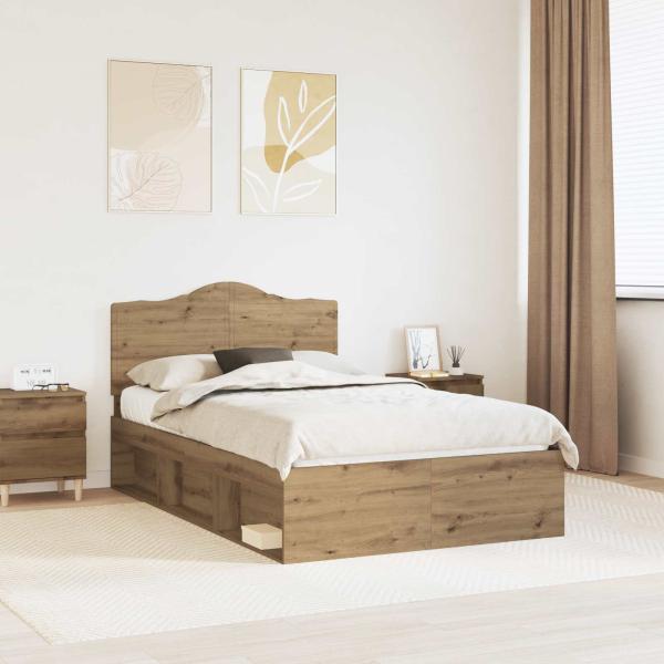 ARDEBO.de - Bettrahmen mit Kopfteil Kunsthandwerk Eiche 120 x 190 cm