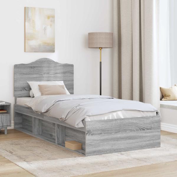 Bettrahmen Sonoma-Grau 100 x 200 cm Massives Kiefernholz