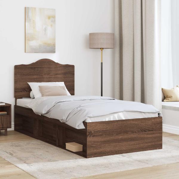 Bettrahmen Braun Eichen-Optik 100 x 200 cm Massives Kiefernholz