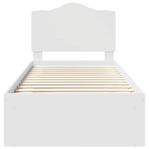 Bettrahmen mit Kopfteil Weiß 90 x 200 cm Massives Kiefernholz