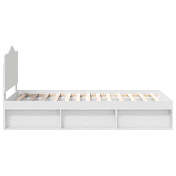 Bettrahmen mit Kopfteil Weiß 90 x 200 cm Massives Kiefernholz