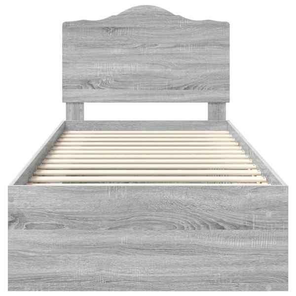 Bettrahmen Graues Sonoma 90 x 190 cm Massives Kiefernholz
