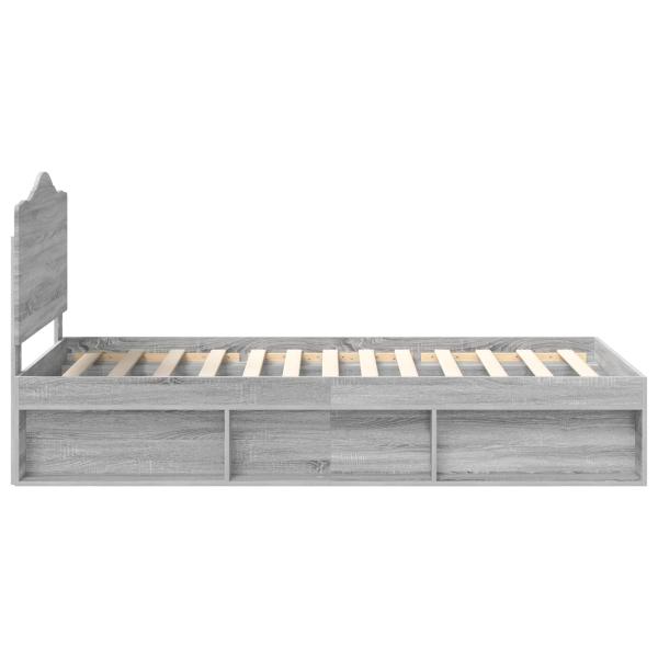 Bettrahmen Graues Sonoma 75 x 190 cm Massives Kiefernholz