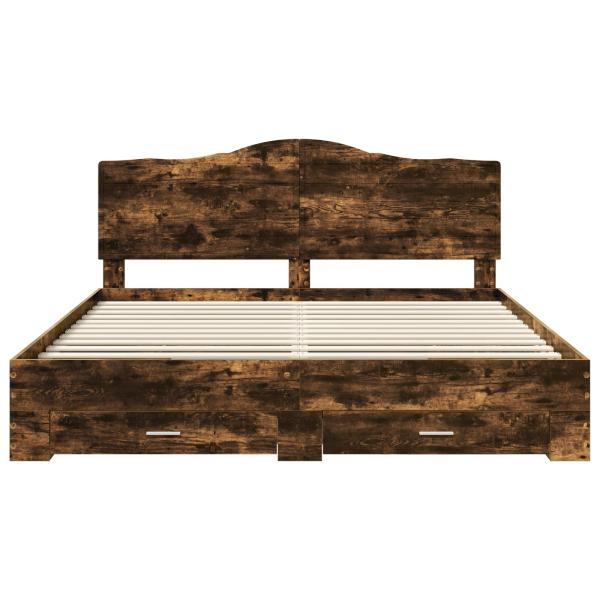 Bettrahmen Geräucherte Eiche 200 x 200 cm Holzwerkstoff