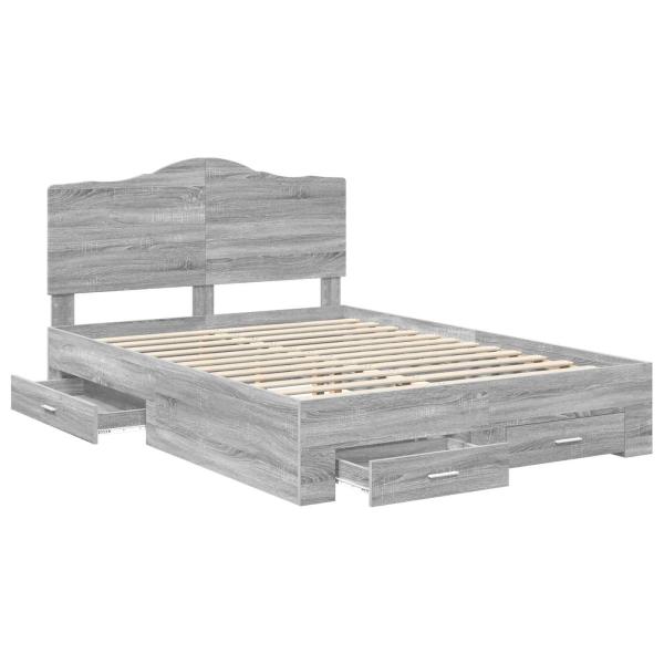 ARDEBO.de - Bettrahmen Graues Sonoma 160 x 200 cm Holzwerkstoff