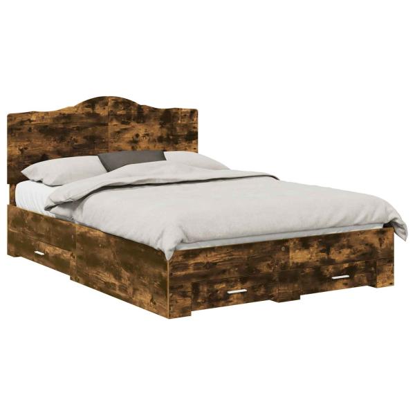 Bettrahmen Geräucherte Eiche 140 x 200 cm Holzwerkstoff