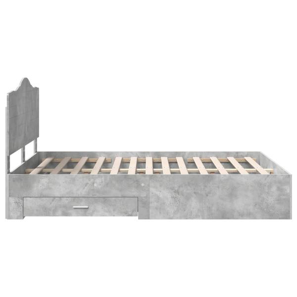 Bettrahmen mit Kopfteil Beton Grau 140 x 190 cm Holzwerkstoff