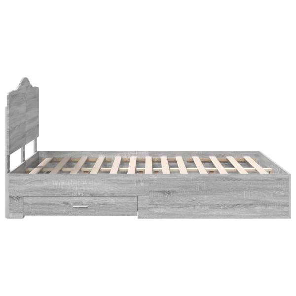 Bettrahmen Graues Sonoma 140 x 190 cm Holzwerkstoff