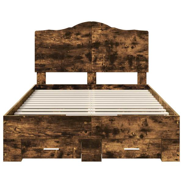 Bettrahmen Geräucherte Eiche 135 x 190 cm Holzwerkstoff