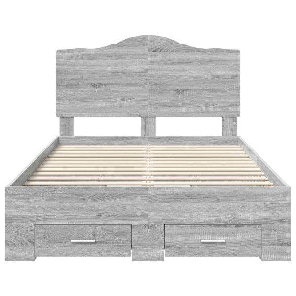 Bettrahmen Graues Sonoma 135 x 190 cm Holzwerkstoff