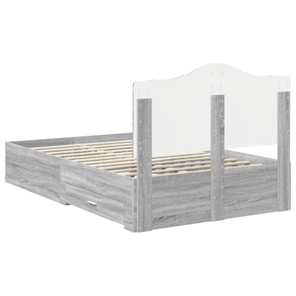 Bettrahmen Graues Sonoma 135 x 190 cm Holzwerkstoff