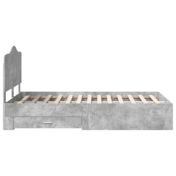 Bettrahmen mit Kopfteil Beton Grau 120 x 200 cm Holzwerkstoff