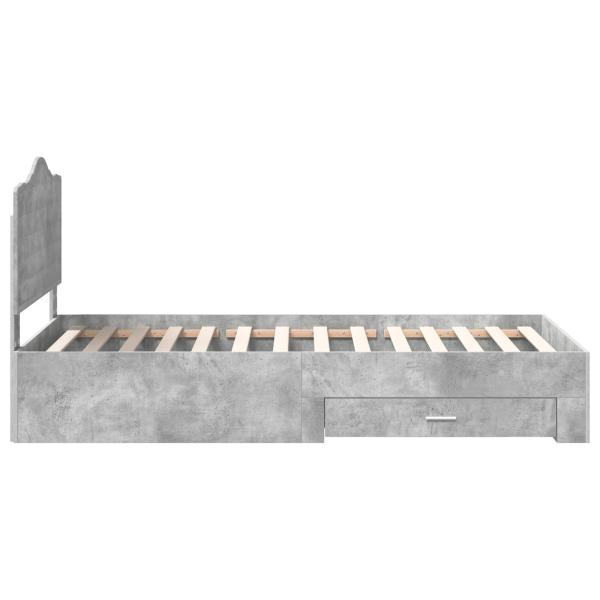 ARDEBO.de - Bettrahmen mit Kopfteil Beton Grau 100 x 200 cm Holzwerkstoff