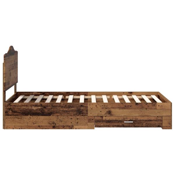 ARDEBO.de - Bettrahmen mit Kopfteil Altholz 90 x 190 cm Holzwerkstoff