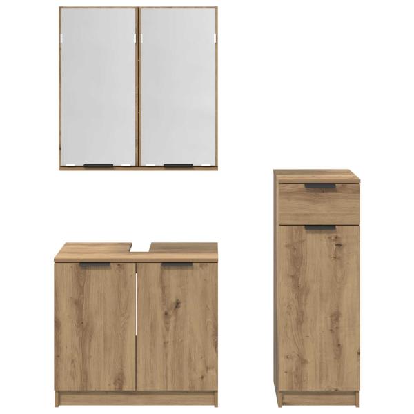 Badezimmermöbel-Set mit Tür 3 pcs Artisan-Eiche Holzwerkstoff