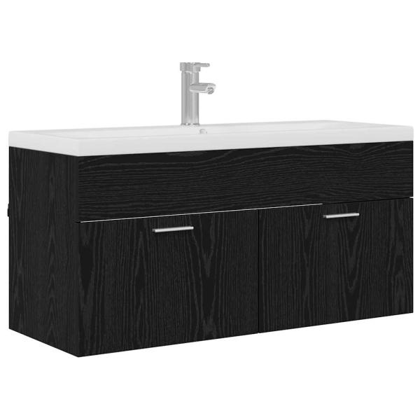 Badezimmerschrank Schwarz Eichen-Optik 100 x 38,5 x 46 cm