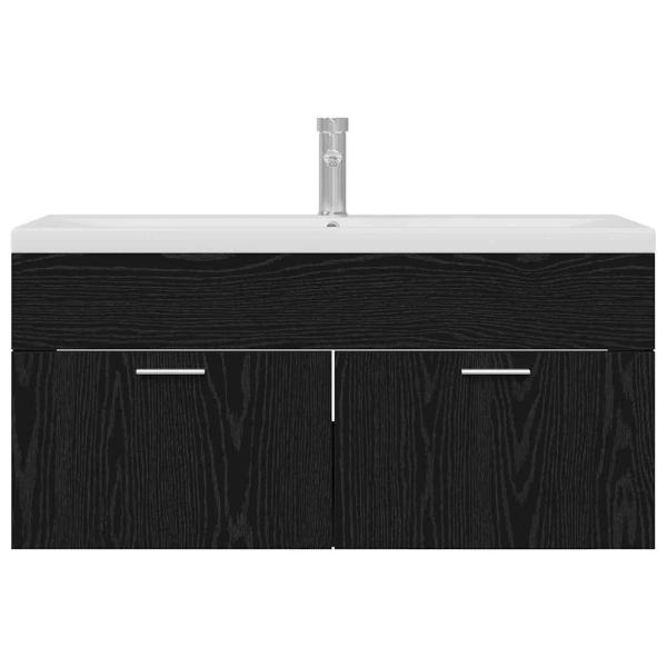 Badezimmerschrank Schwarz Eichen-Optik 100 x 38,5 x 46 cm