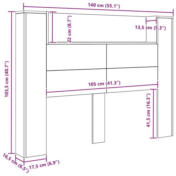 Kopfteil mit Kopfteil Altholz 140 x 17 x 104,5 cm Holzwerkstoff