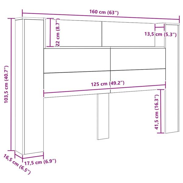 Kopfteil Schwarz Eichen-Optik 160 x 17 x 104,5 cm Holzwerkstoff