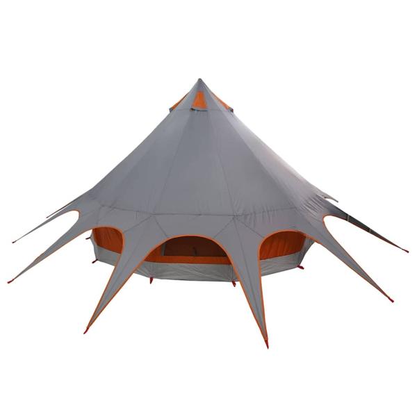 ARDEBO.de - Teepee Zelt mit Dach Grau und Orange 600 x 600 x 347 cm