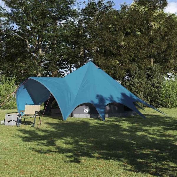 ARDEBO.de - Teepee Zelt mit Dach Blau und Grau 600 x 600 x 347 cm