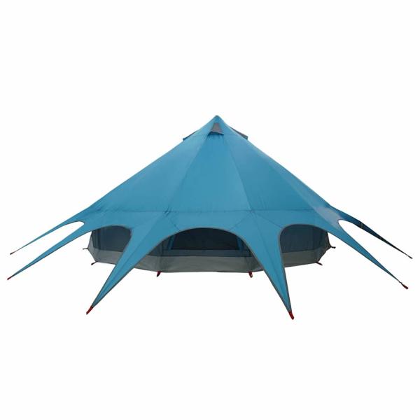ARDEBO.de - Teepee Zelt mit Dach Blau und Grau 600 x 600 x 347 cm