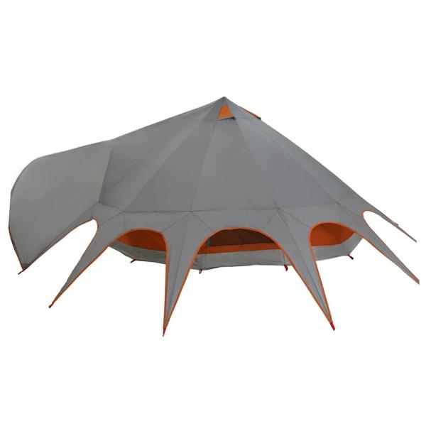 Teepee Zelt mit Dach Grau und Orange 600 x 600 x 347 cm