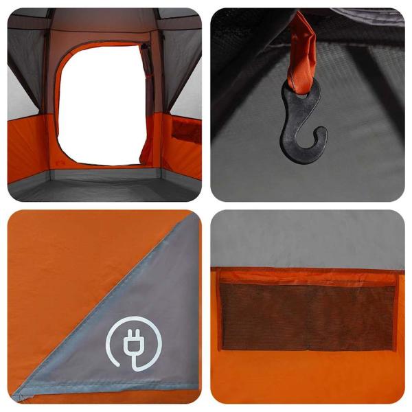 Hütten-Zelt mit Dach Grau und Orange 425 x 396 x 222 cm