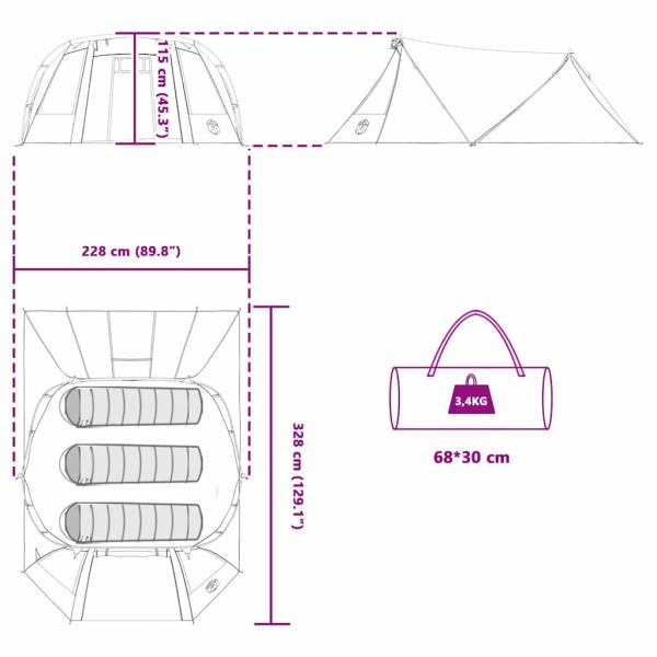 Tunnelzelt mit Dach Grau und Orange 328 x 228 x 115 cm